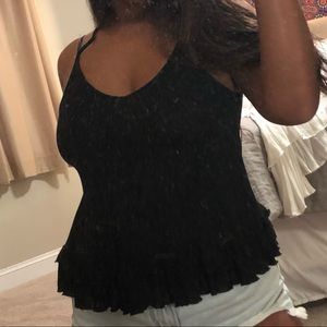 Black tank top with frills on the bottom
